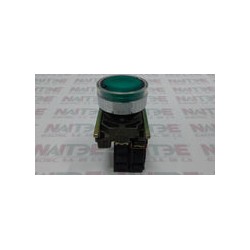 PULSADOR ILUMINADO CON LED TELEMECANIQUE XB4BW33M5 VERDE 1NA + 1NC 220 V.