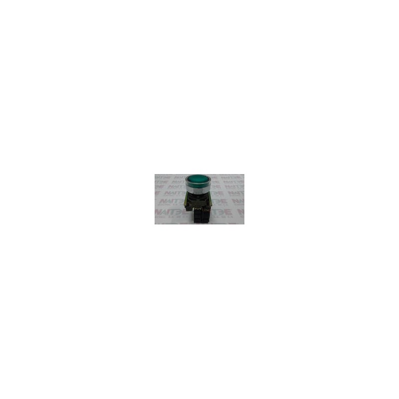PULSADOR ILUMINADO CON LED TELEMECANIQUE XB4BW33M5 VERDE 1NA + 1NC 220 V.