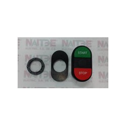BOTON DOBLE NO ILUMINADO ABB 1SFA611144R1106, ROJO / VERDE, START / STOP, 22 MM