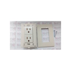 CONTACTO DUPLEX POLARIZADO BTICINO MODUS E6028N 15 AMP. 127/250 V