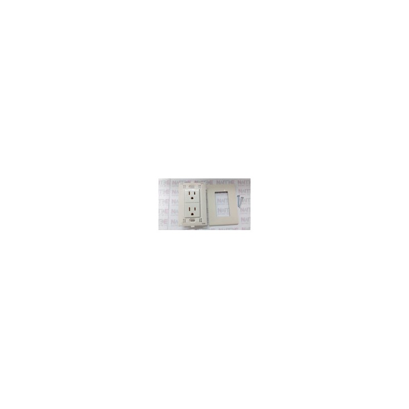 CONTACTO DUPLEX POLARIZADO BTICINO MODUS E6028N 15 AMP. 127/250 V