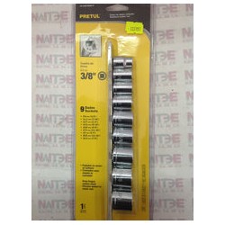 JUEGO DE 9 DADOS  STD MEDIDA STD ( PRETUL JD-3/8X10SAE-P )